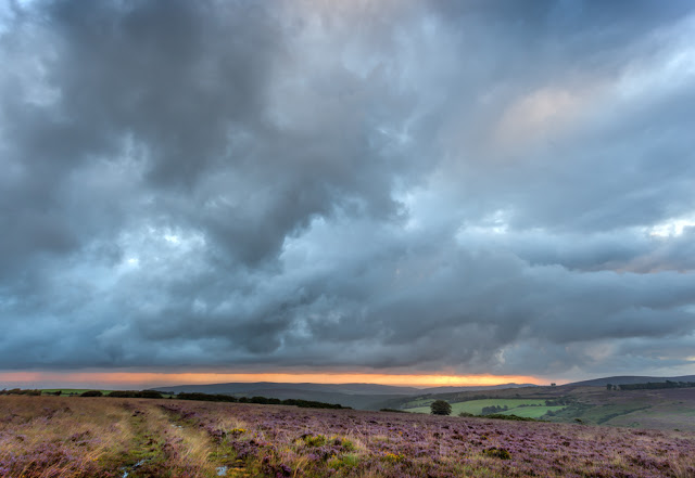 Wild looking sky on a stormy sunrise near Dunkery Hill in Exmoor National park