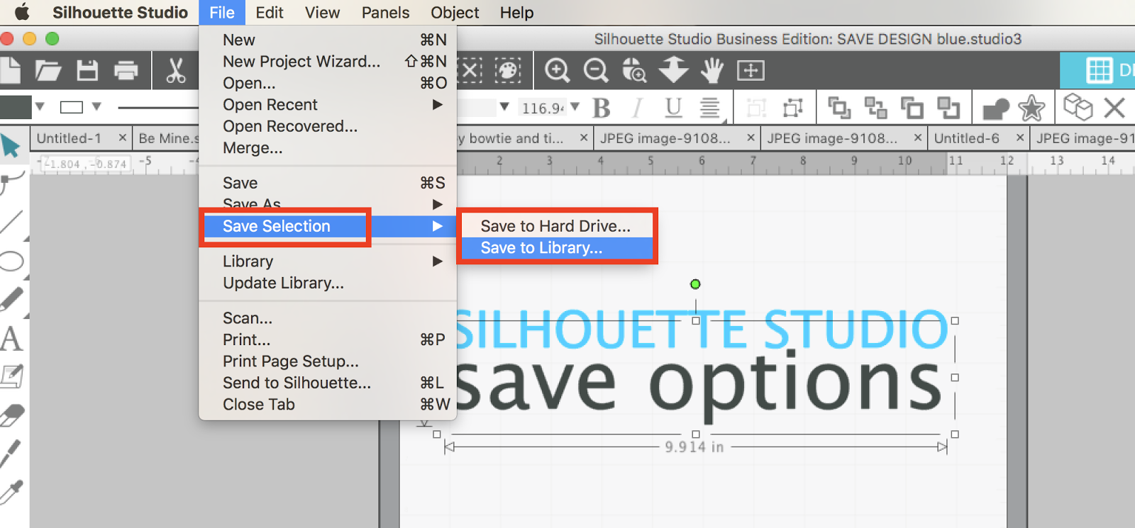 Silhouette Save Options Save vs Save As vs Save Selection Silhouette