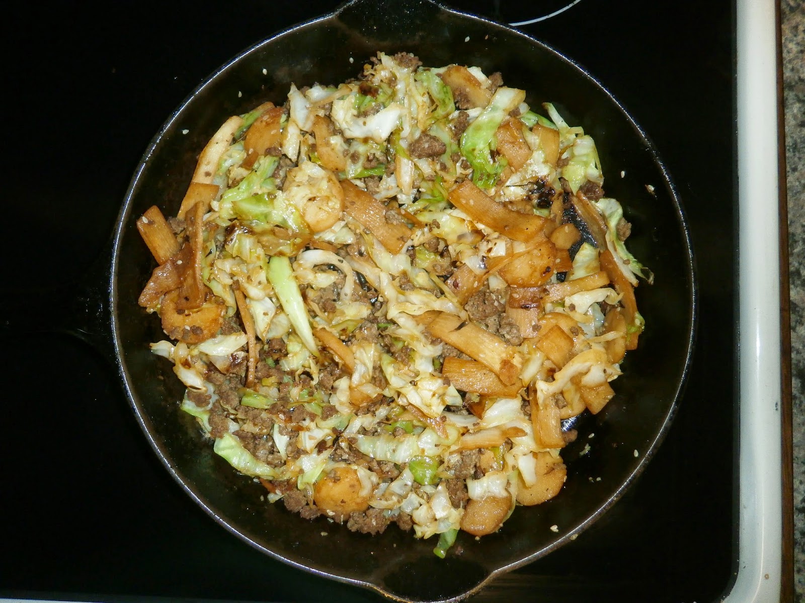 Asian-style Ground Beef and Cabbage ~ Modern Mother Cubbard