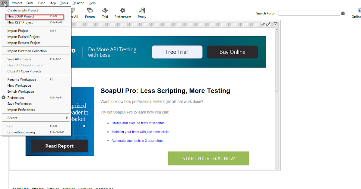 SoapUI How to create Soap project with new test suite using WSDL URL