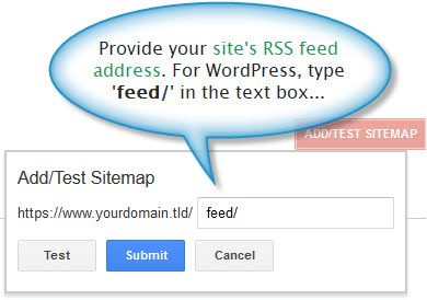 Sitemap address box in Google webmaster tools
