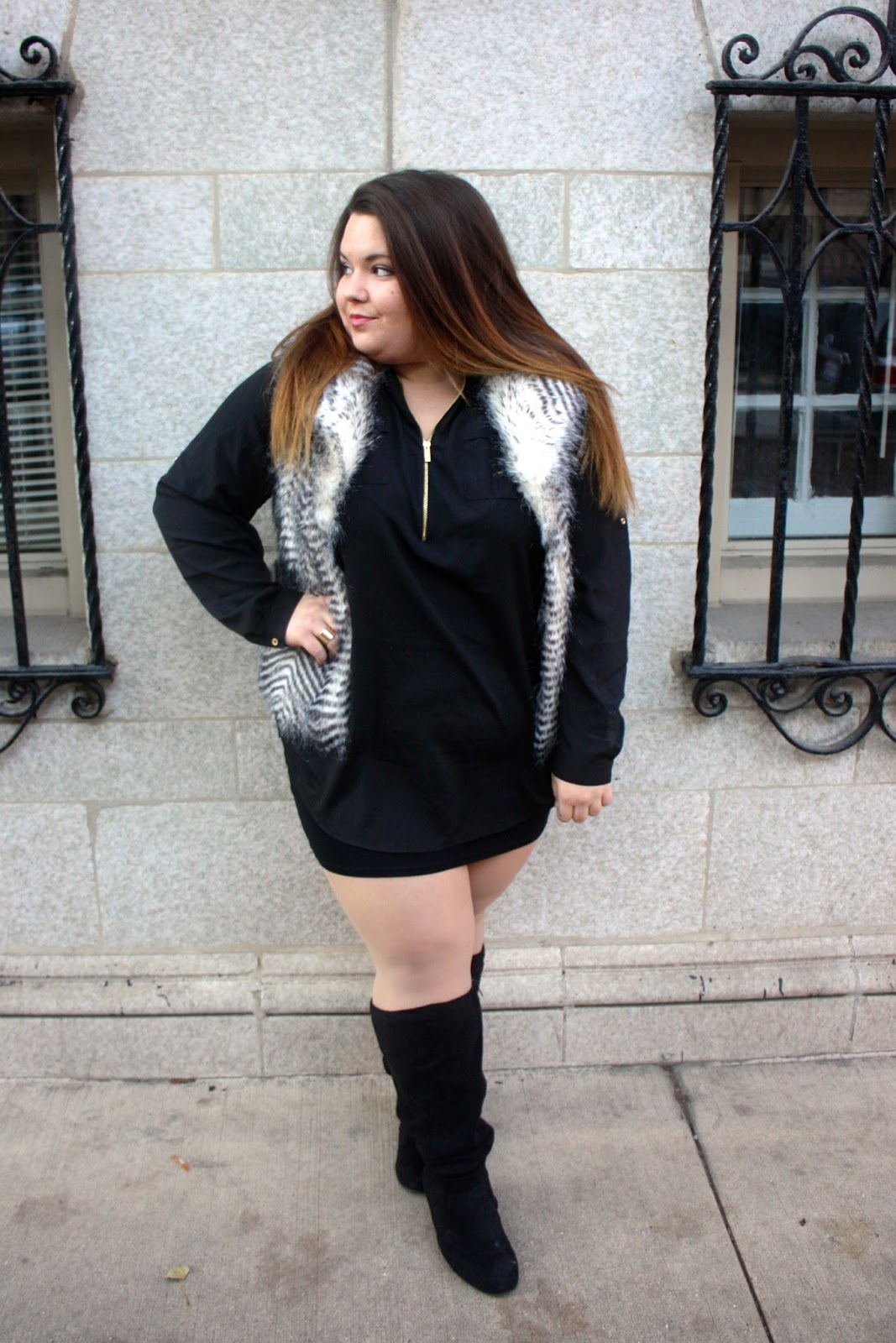 natalie craig, devon rachel, devon cruse, fur vest, how to wear a fur vest, how to wear fur, natalie in the city, chicago, winter trends 2015, plus size fashion blogger, plus size, ps fashion, ootd, blogger in fur, plus size faux fur