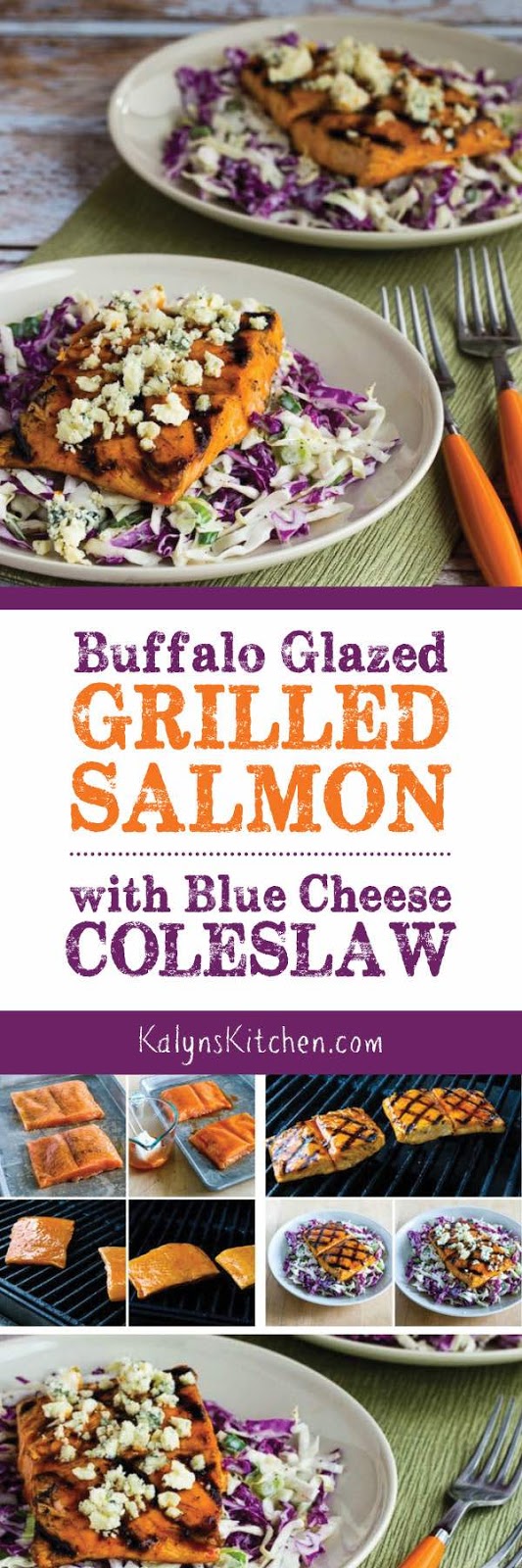 BuffaloGlazed Grilled Salmon with Blue Cheese Coleslaw Kalyn's Kitchen