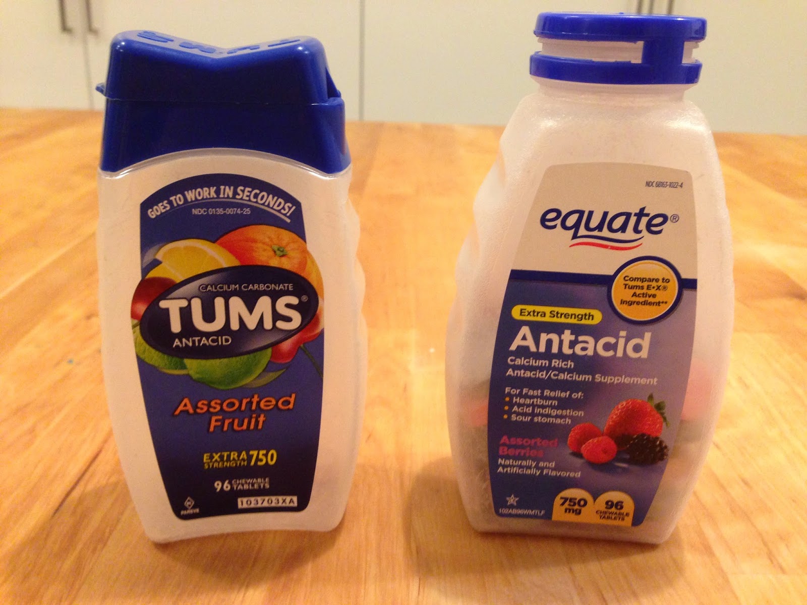 Lindsey's Lemonade Tums vs. Equate Antacid