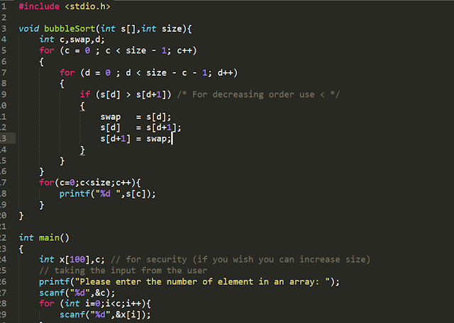 Bubble Sort in C language