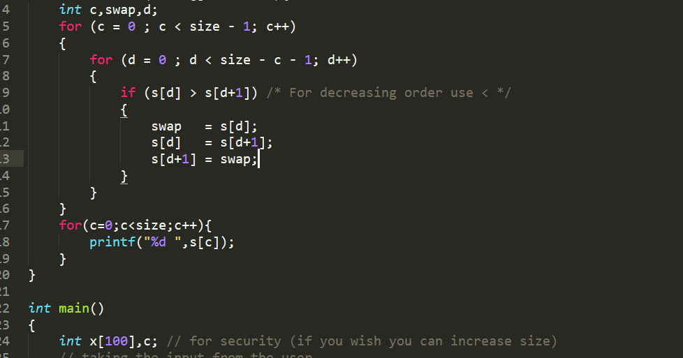 Bubble Sort in C language