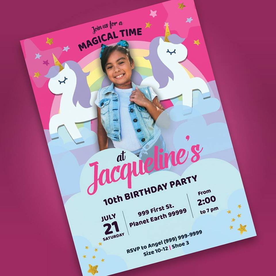 magical unicorn birthday invitation design