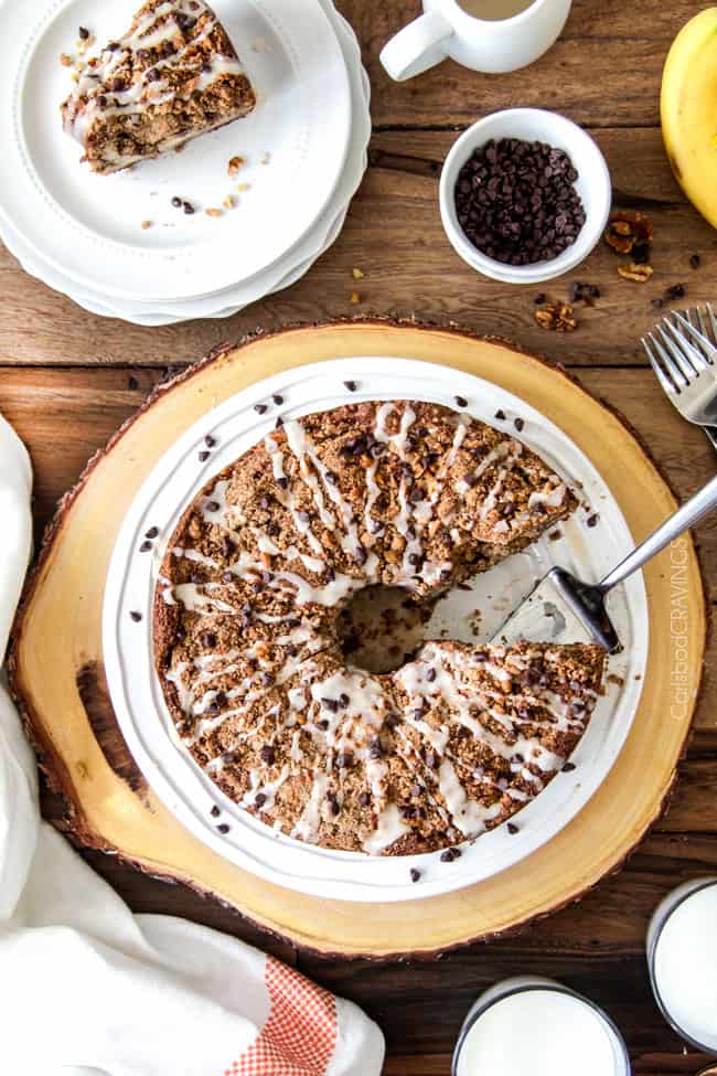 CREAM CHEESE STUFFED CHOCOLATE CHIP COFFEE CAKE FOOD AND DRINK