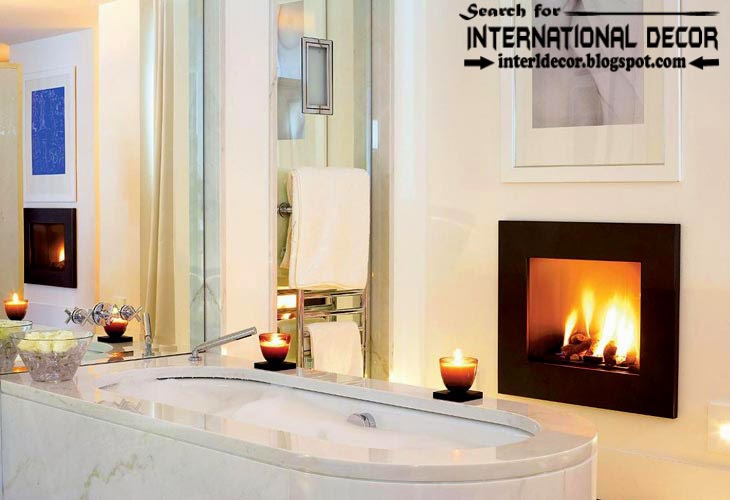 Cozy Interior bathroom with fireplace designs ideas, electric fireplace in bathroom