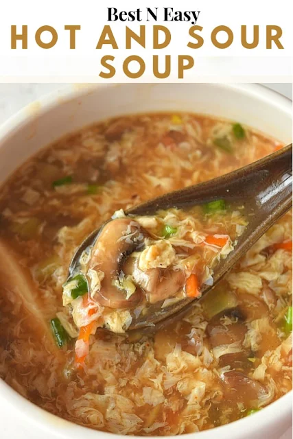  Chinese Hot and Sour Soup Recipe-loaded with Mushroom,Tofu,Egg Ribbons,carrots and other vegetables of your choice #savorybitesrecipes #hotandsour #soup #easyrecipe #delicious