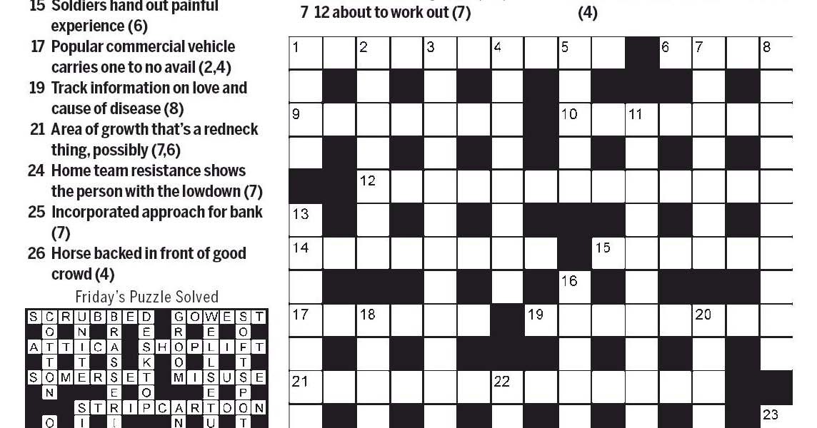 National Post Cryptic Crossword Forum Saturday, July 22, 2017