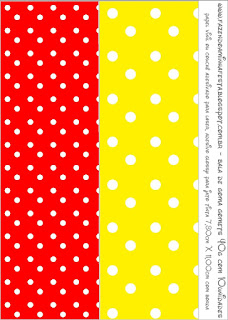 Etiquetas de Rojo, Amarillo y Lunares Blancos para imprimir gratis.