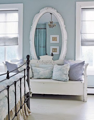 Lovely gray and soft blue makes this living room a haven for 