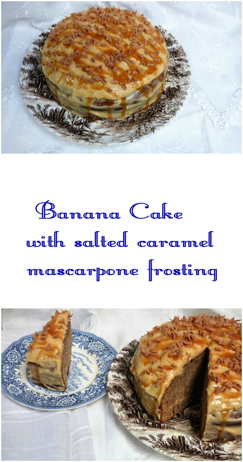 Chez Maximka Banana cake with salted caramel mascarpone frosting
