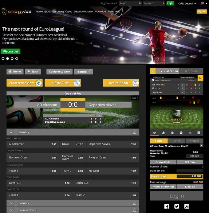 EnergyBet Live Betting EnergyBet Screen
