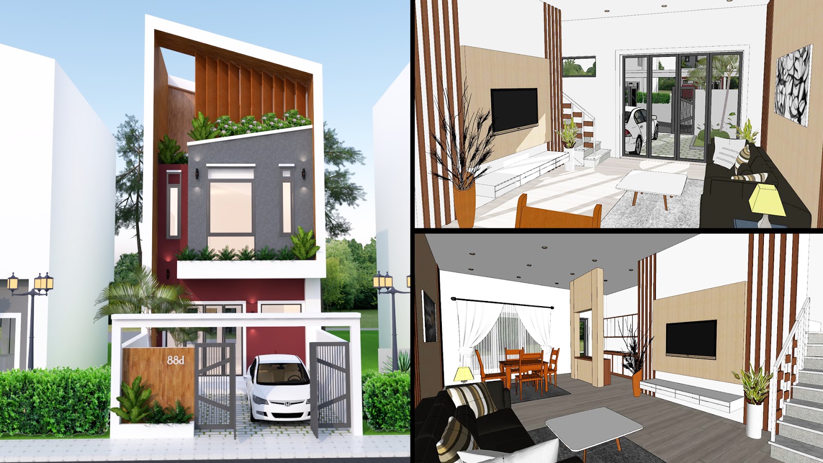 Sketchup Small House Design Plan 5 6x8 With Interior 3