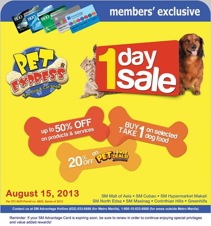 SM Pet Express one Day Sale Aug 15 2013 Pamurahan Your Ultimate