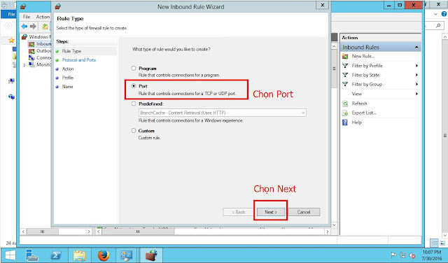 Mở Port trên Windows Server để Remote Desktop