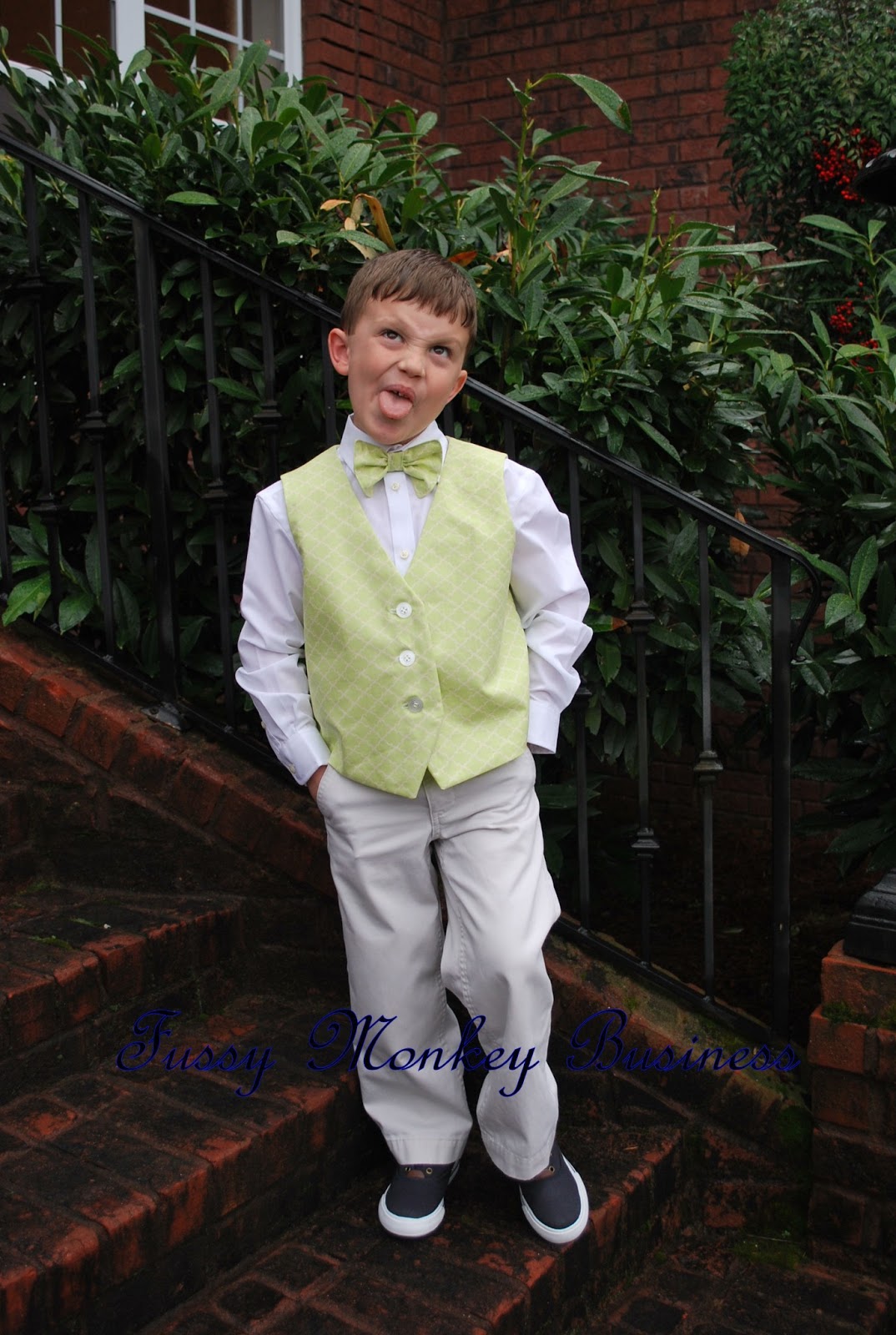 Fussy Monkey Business Easter OutfitsBoy's Vest and Bow Tie