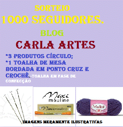 Sorteio 1000 Seguidores - Blog "Carla Artes"