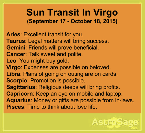 Sun transit in Virgo will affect your life directly or indirectly.