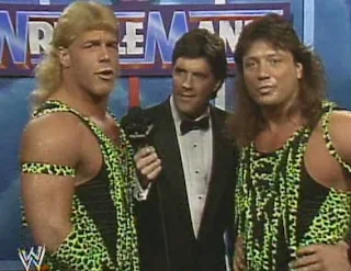 WWF / WWE - Wrestlemania 7: The Rockers speak to Sean Mooney before their match against Haku and The Barbarian