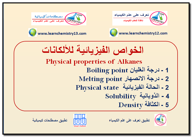 الخواص الفيزيائية للألكانات Physical Properties Of Alkanes تعرف على علم الكيمياء