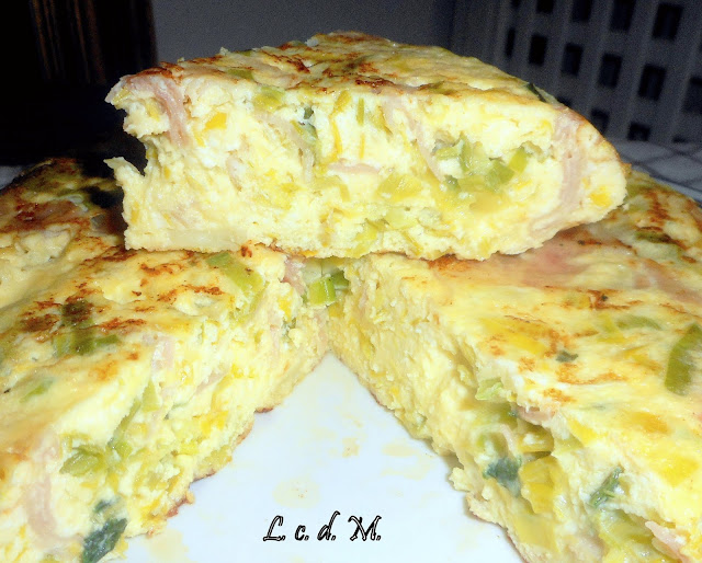 La cucina di Molly FRITTATA DI PORRI PROSCIUTTO COTTO E RICOTTA