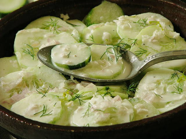 Mizeria : salade de concombre à la polonaise Recette de salade d'été bio avec des concombres