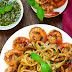 PESTO SHRIMP FETTUCCINE IN MUSHROOM GARLIC SAUCE