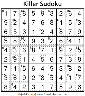 Answer of Killer Sudoku Puzzle (Fun With Sudoku #376)