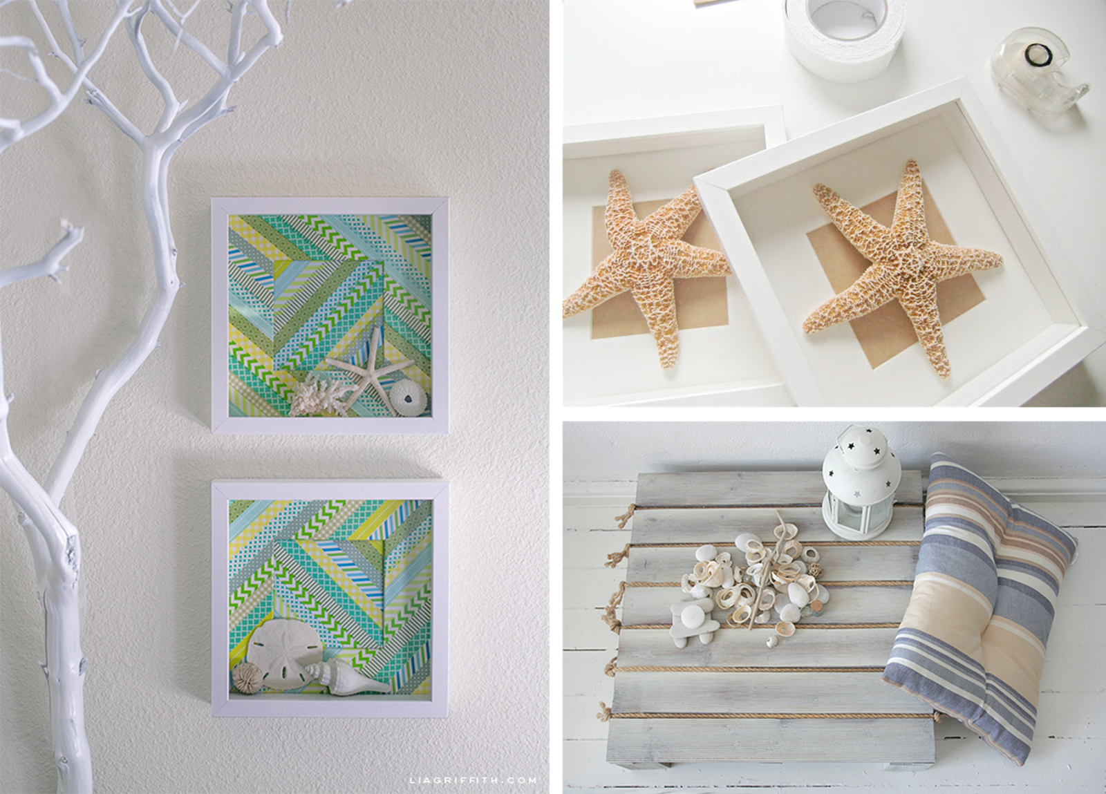 DECORACION FACIL: DIYCUADROS REALIZADOS CON CONCHAS Y ESTRELLAS DE MAR