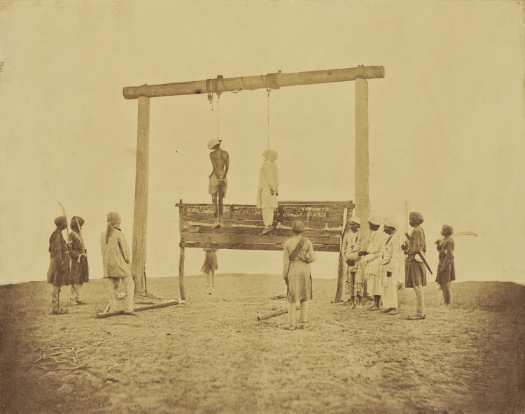 The Hanging of Two Rebels, the Indian Mutiny - Albumen silver print, 1858