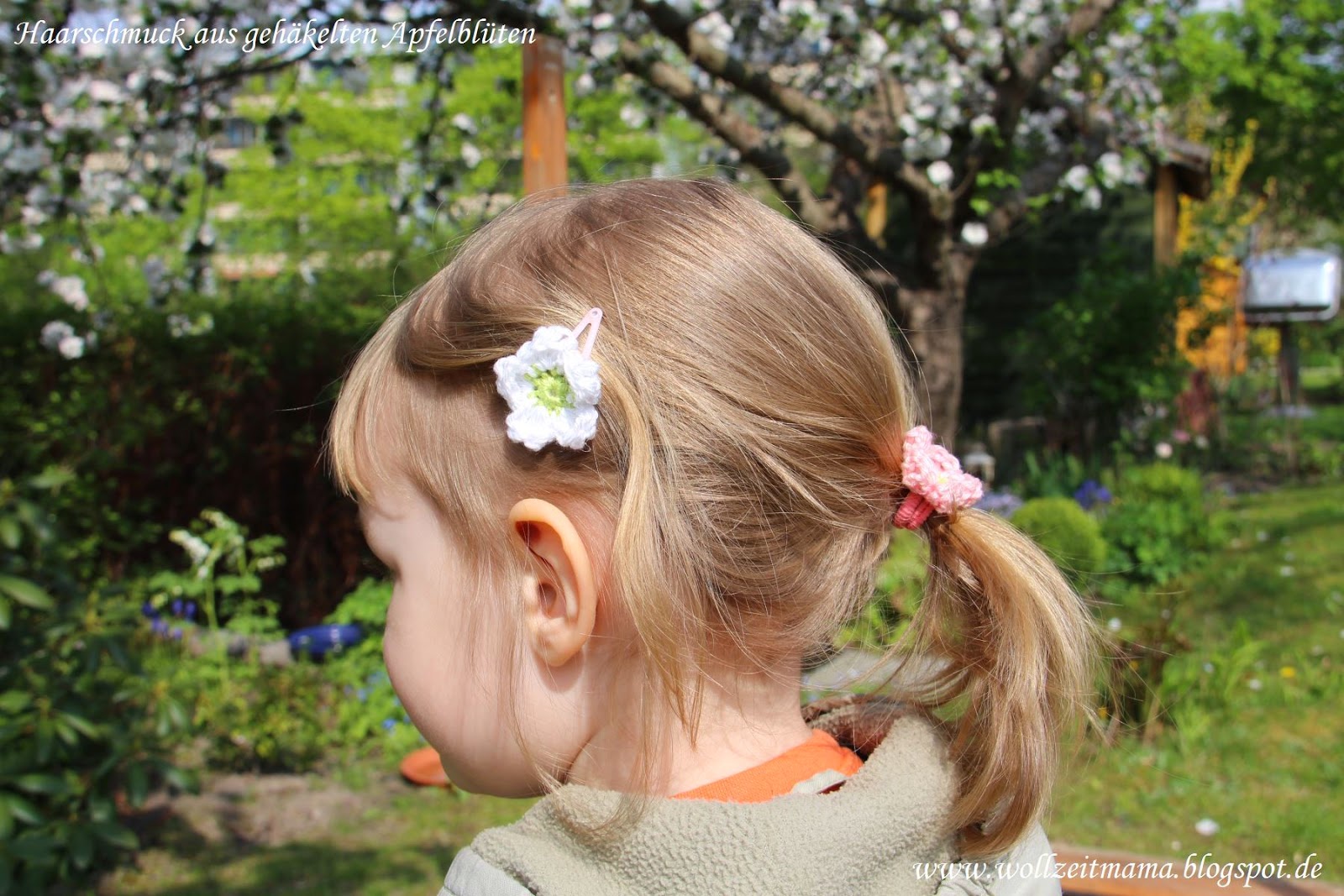 DIY : Haarschmuck selber machen mit gehäkelten Apfelblüten - by wollzeitmama