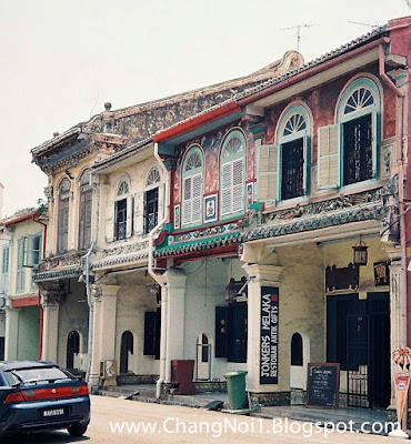 Old Chinese shop houses in Malacca, Malaysia in 1997