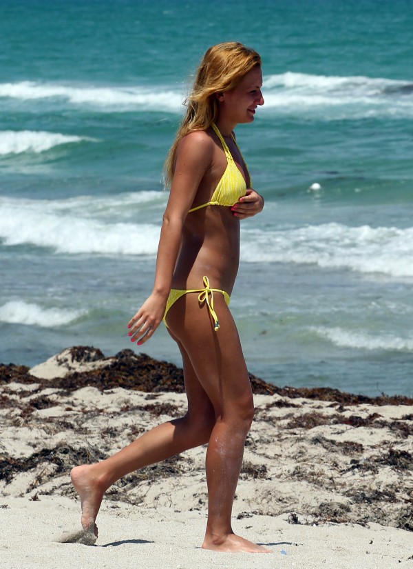 Aliona Vilani shows off her dancer's body in skimpy floral bikini