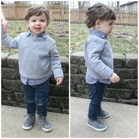 Layered sweater look for toddler boy | www.shealennon.com