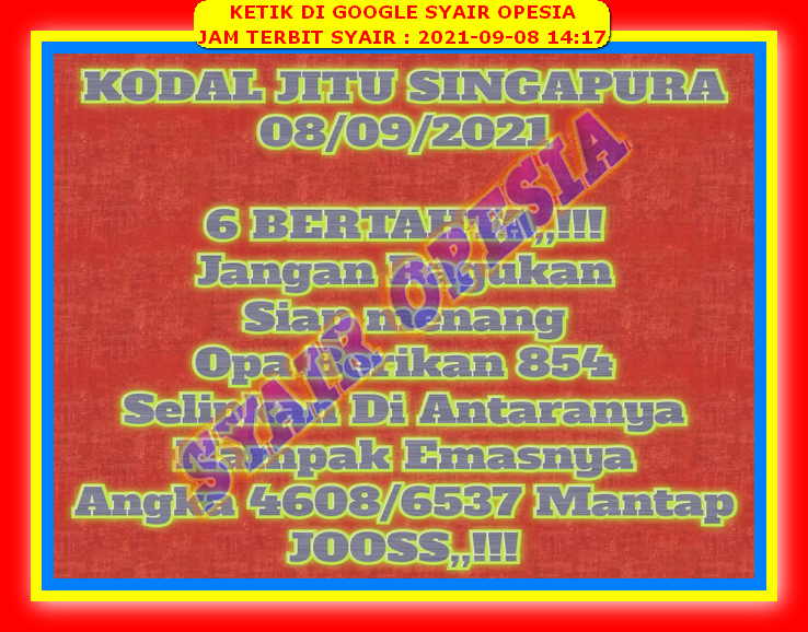 Syair Harian Sgp 8 September 2021 Kode Syair Sgp Hk Sd Motesia