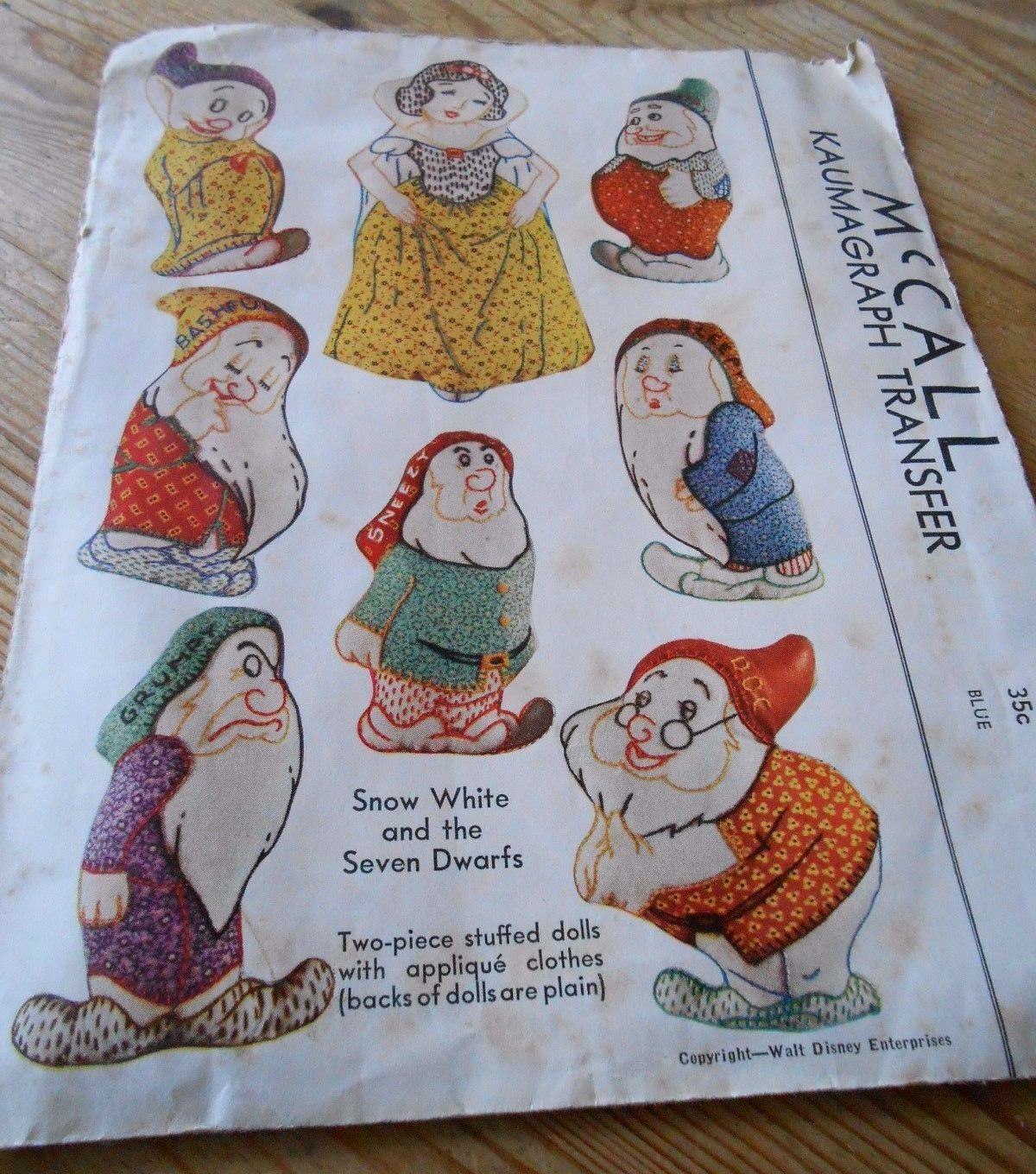 Filmic Light Snow White Archive 1938 McCall's Snow White Doll Pattern