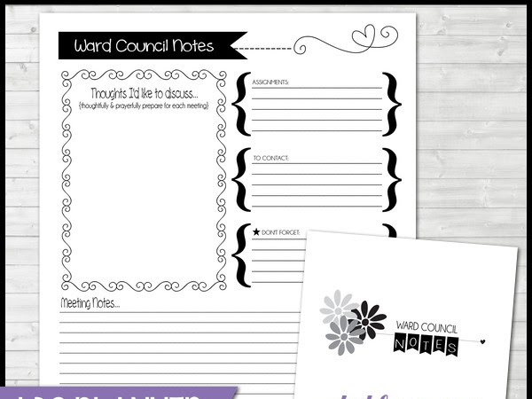 {LDS Planner FREEBIE} Ward Council Notes Page