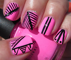 pink nails nail polish marias designs stripes stylish patterns nailart weddbook