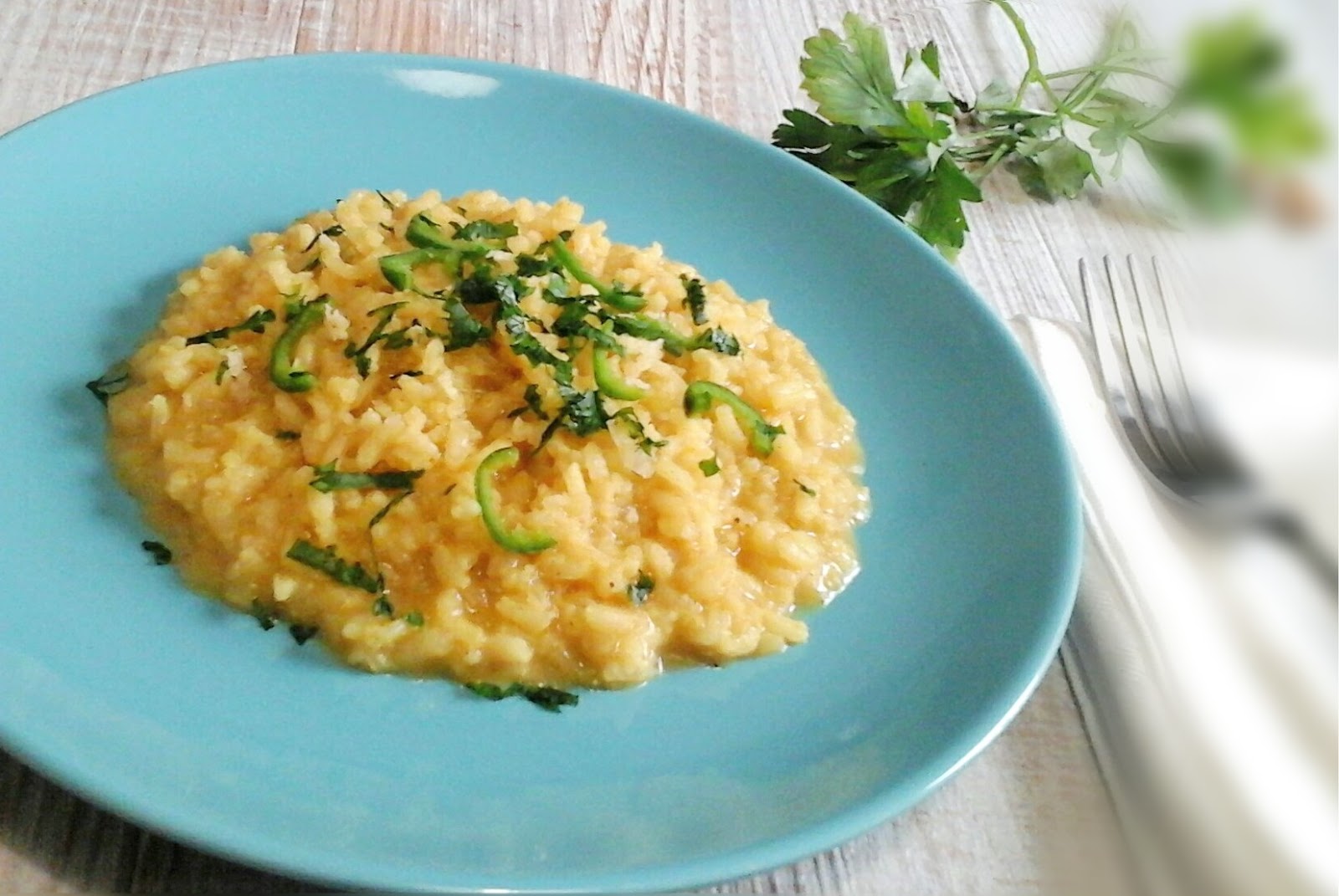pomodoro e zafferano Risotto allo yogurt e curry