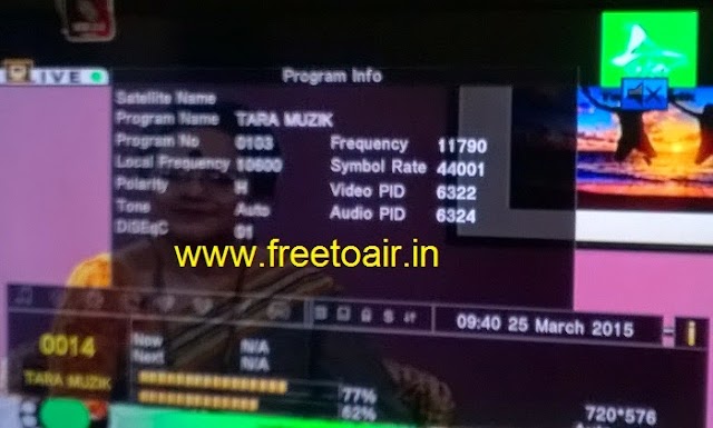 Tara Music Channel FTA from ABS-2 at 74.9° East (Ku-Band)