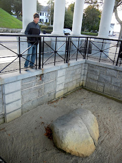 The Plymouth Rock in Plymouth Memorial State Park in Massachusetts