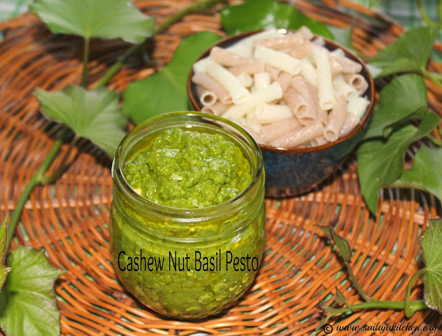images of Cashew Basil Pesto Recipe / Basil Cashew Pesto Recipe / Cashew Nut Pesto Recipe