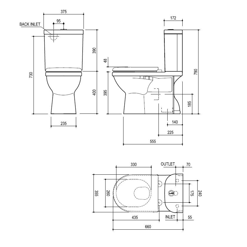 Modecor Toilet Suites Fowler Newport Standard Close Coupled Toilet Suite