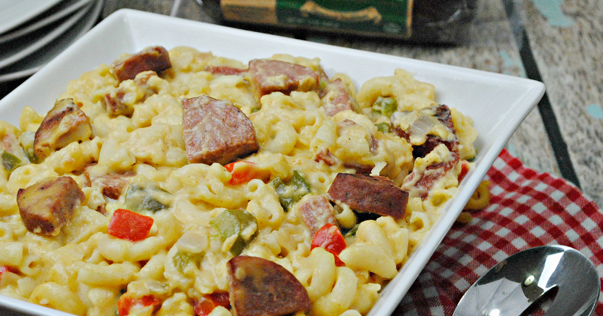 Cajun Sausage Mac n Cheese featuring Klement's Garlic Summer Sausage