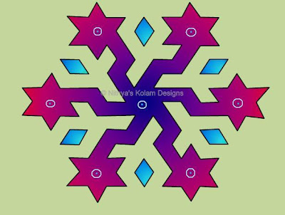 Kolam 47 : star Kolam  Interlocked dots 13 x 7