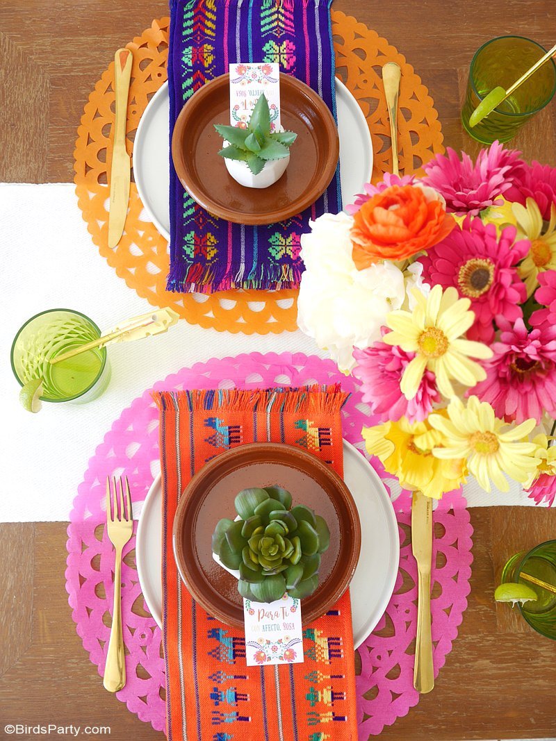 Une Fiesta Mexicaine Colorée - idées créatives pour la décoration de fête DIY, table, le menu et les cadeaux d'invités, parfaits pour un mariage ou anniversaire! by BirdsParty.fr @BirdsParty