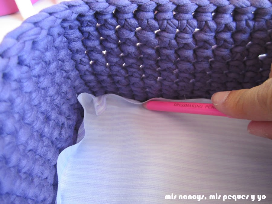 mis nancys, mis peques y yo, tutorial DIY funda cestas, marcar contorno interior